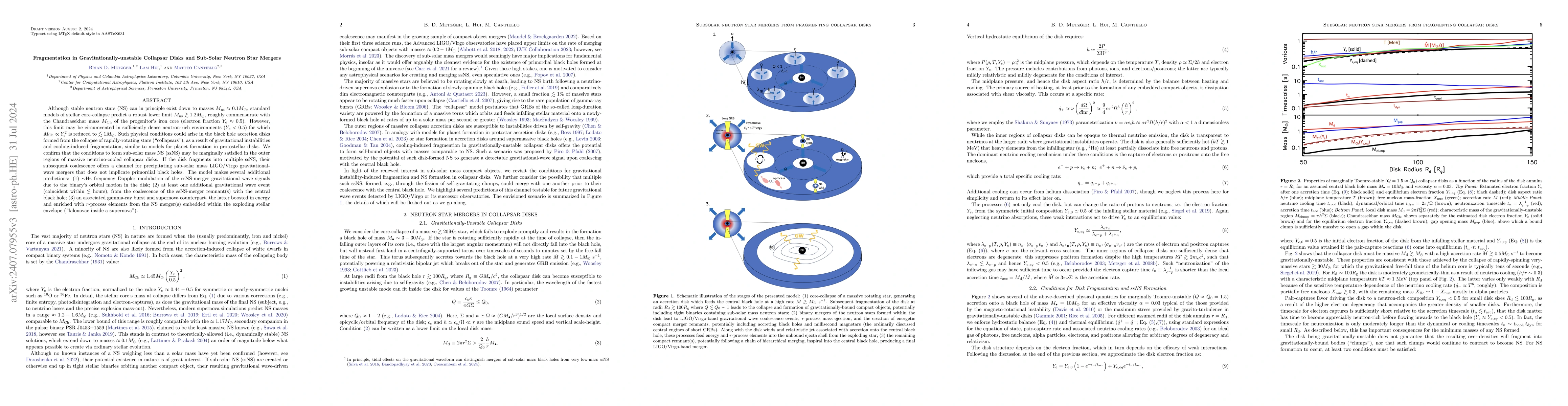 Thumbnail for Fragmentation in Gravitationally-Unstable Collapsar Disks and Sub-Solar
  Neutron Star Mergers
