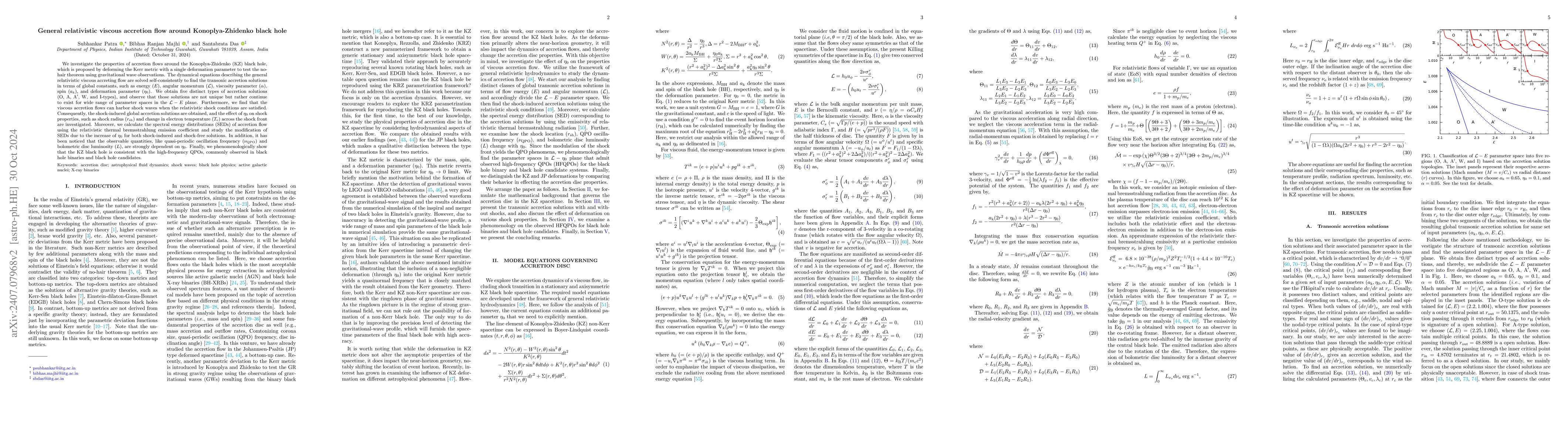 Thumbnail for General relativistic viscous accretion flow around Konoplya-Zhidenko
  black hole