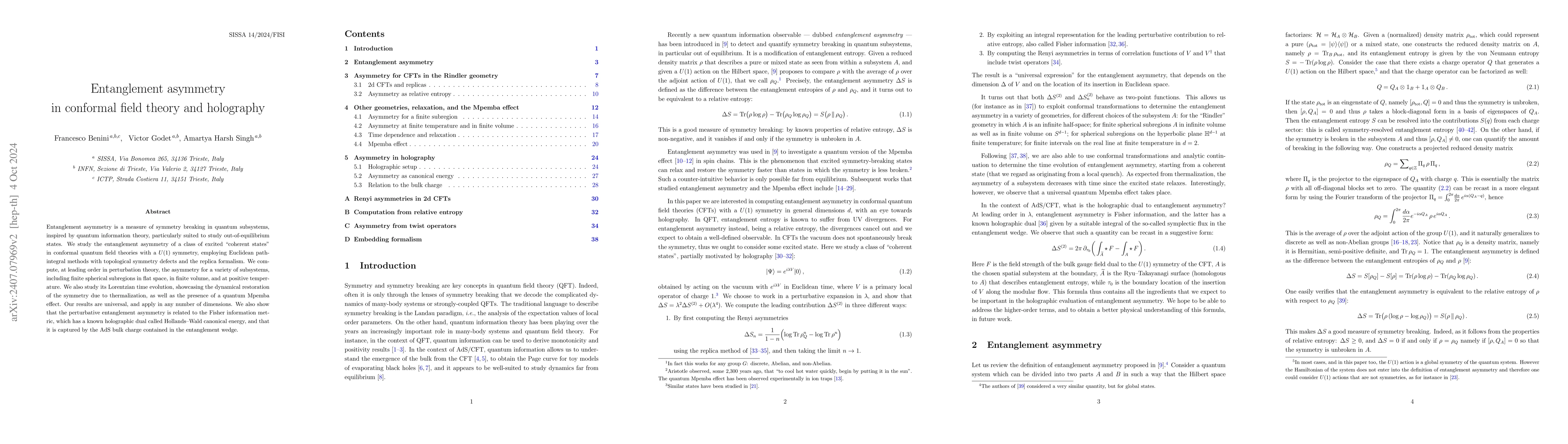 Thumbnail for Entanglement asymmetry in conformal field theory and holography