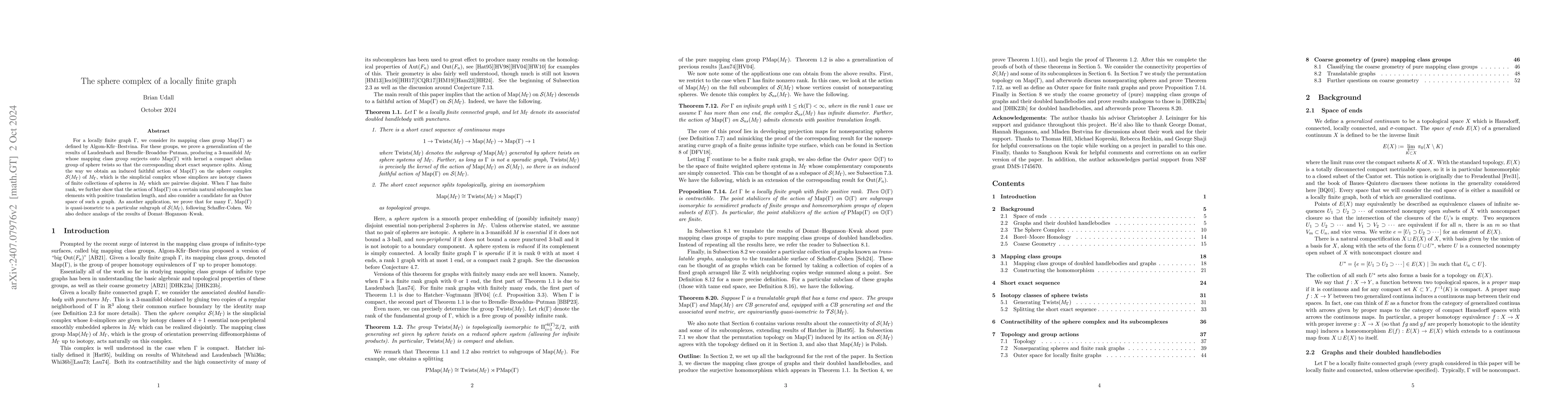 Thumbnail for The sphere complex of a locally finite graph