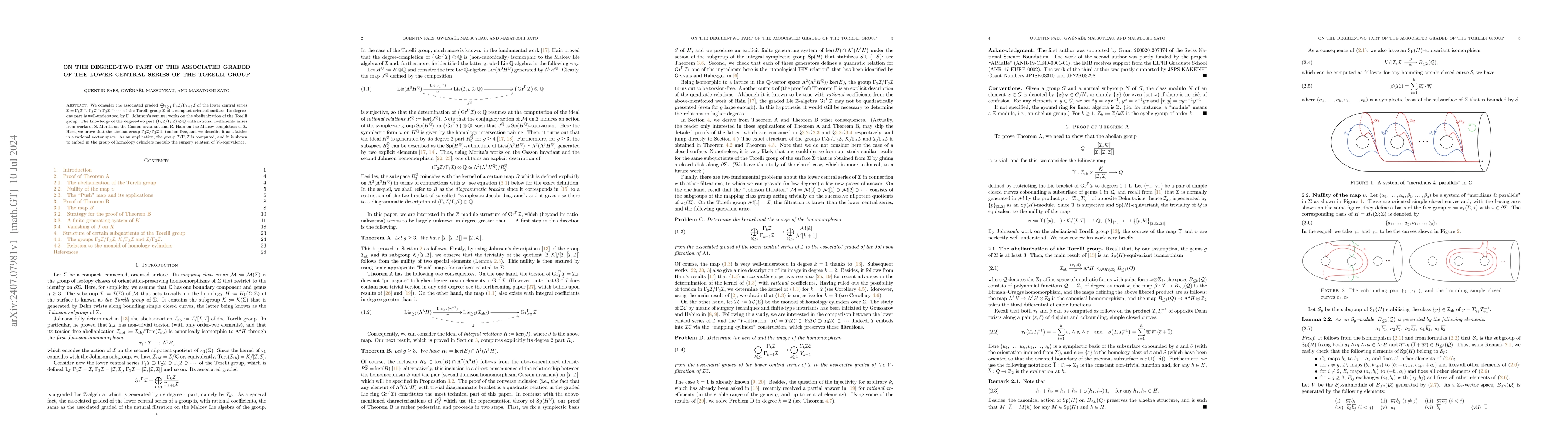 Thumbnail for On the degree-two part of the associated graded of the lower central
  series of the Torelli group