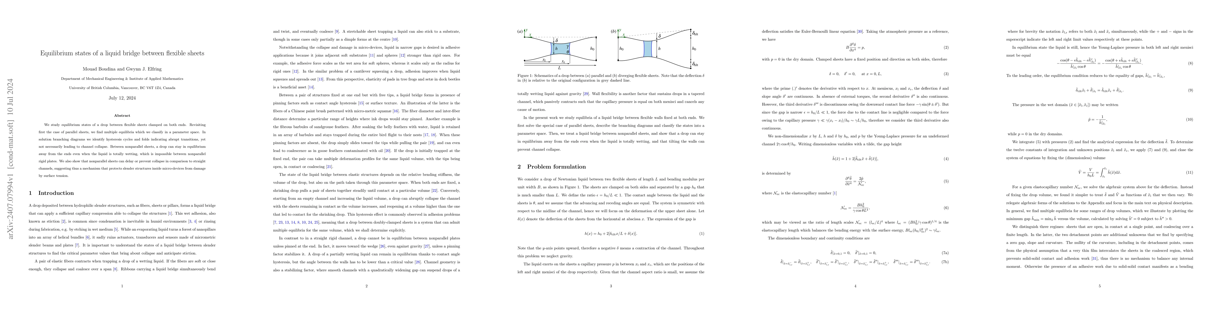 Thumbnail for Equilibrium states of a liquid bridge between flexible sheets