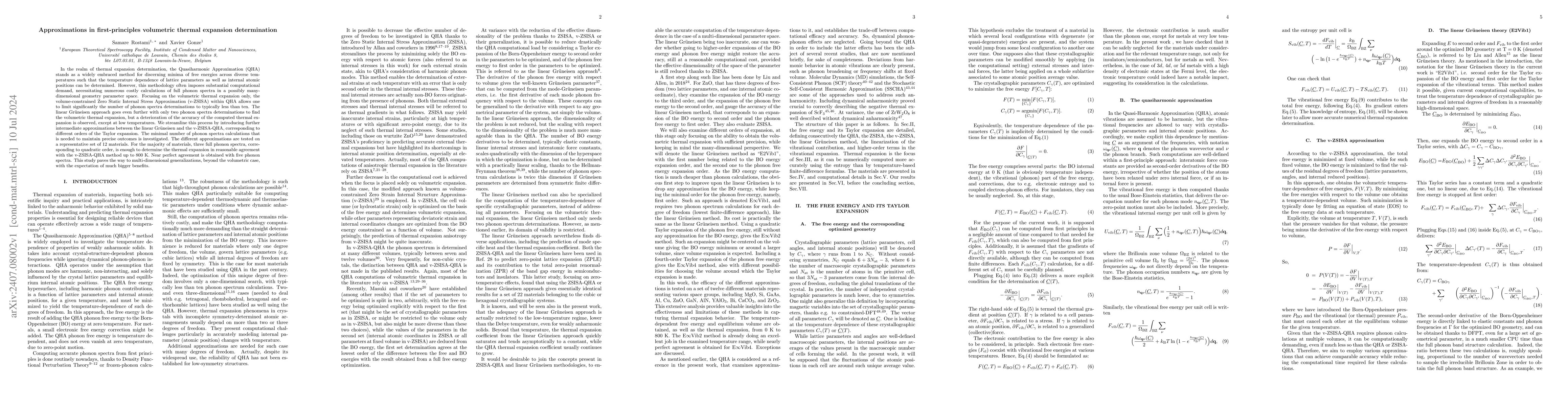 Thumbnail for Approximations in first-principles volumetric thermal expansion
  determination