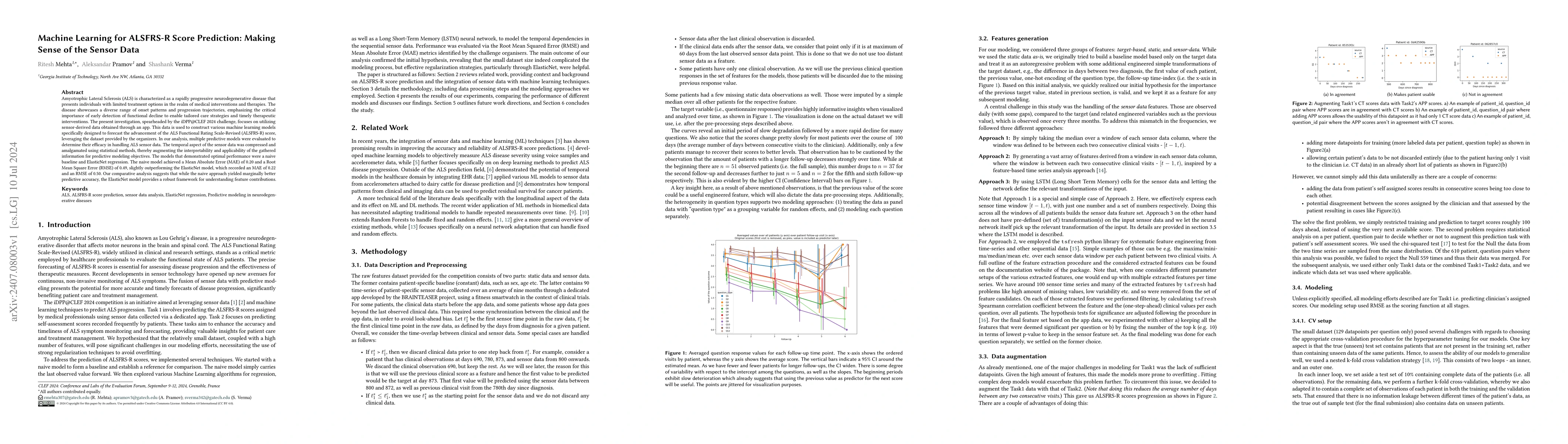 Thumbnail for Machine Learning for ALSFRS-R Score Prediction: Making Sense of the
  Sensor Data
