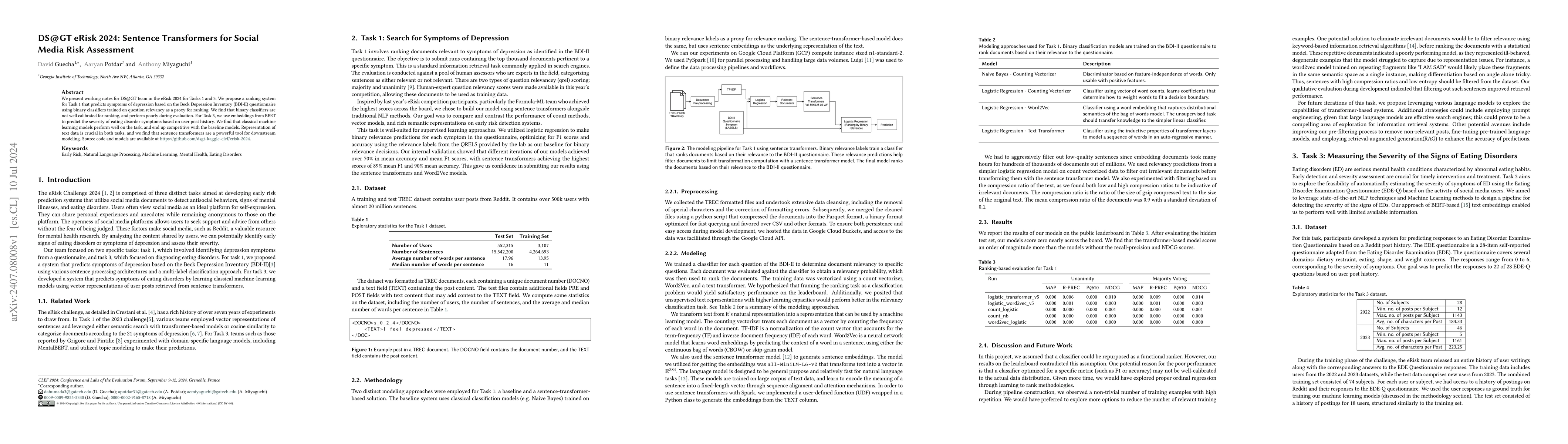 Thumbnail for DS@GT eRisk 2024: Sentence Transformers for Social Media Risk Assessment