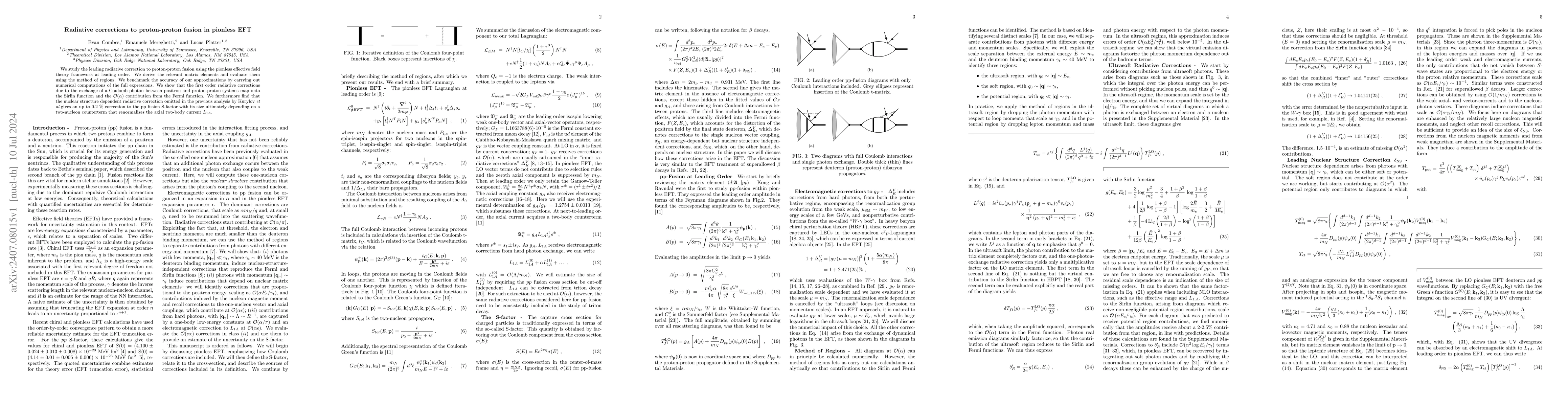Thumbnail for Radiative corrections to proton-proton fusion in pionless EFT