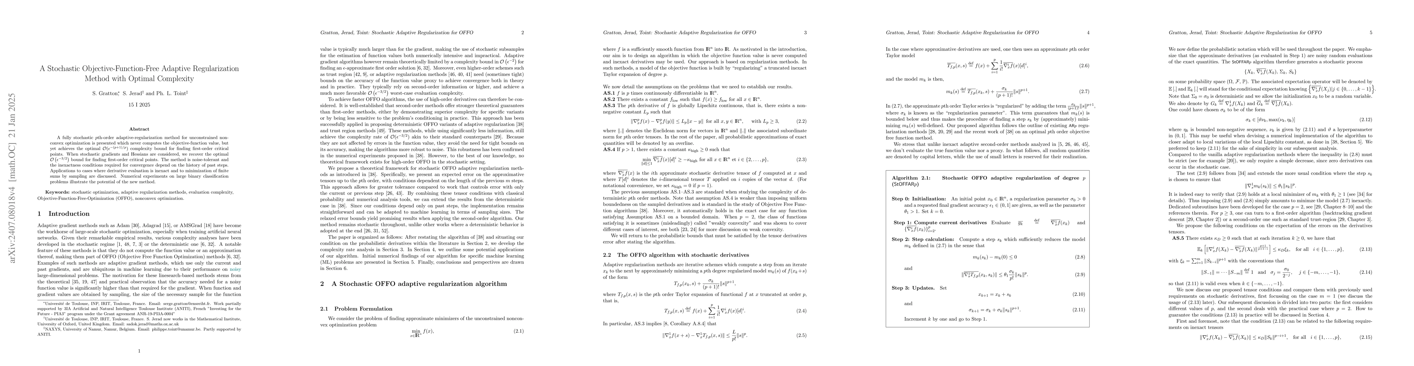 Thumbnail for A Stochastic Objective-Function-Free Adaptive Regularization Method with
  Optimal Complexity