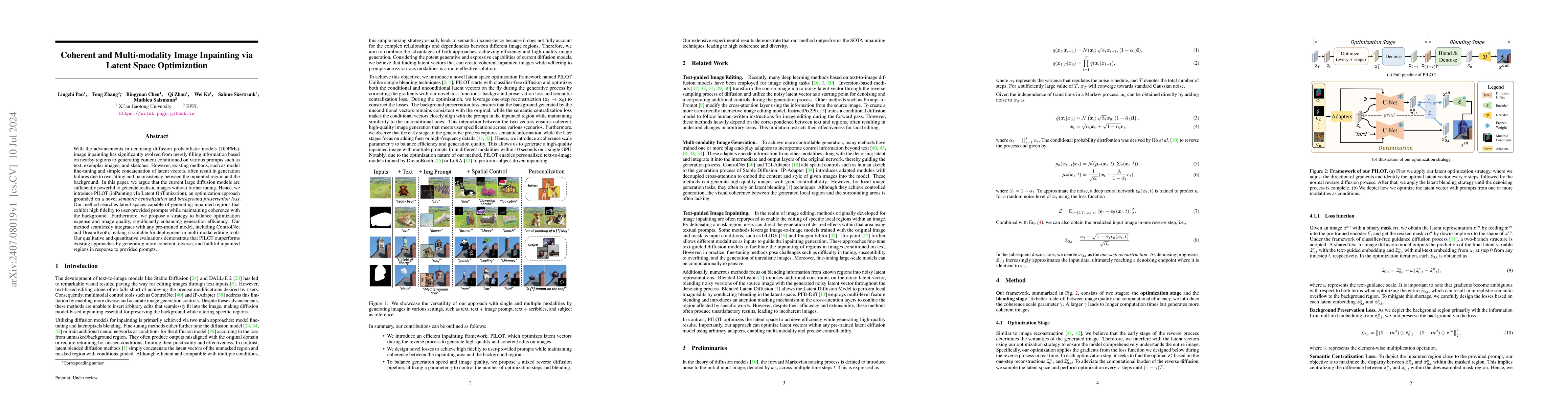 Thumbnail for Coherent and Multi-modality Image Inpainting via Latent Space
  Optimization