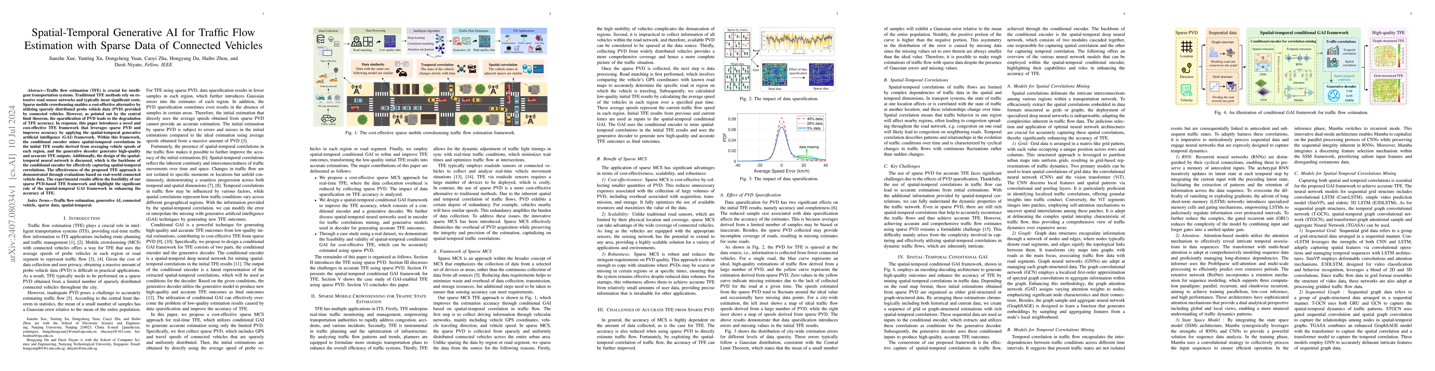 Thumbnail for Spatial-Temporal Generative AI for Traffic Flow Estimation with Sparse
  Data of Connected Vehicles