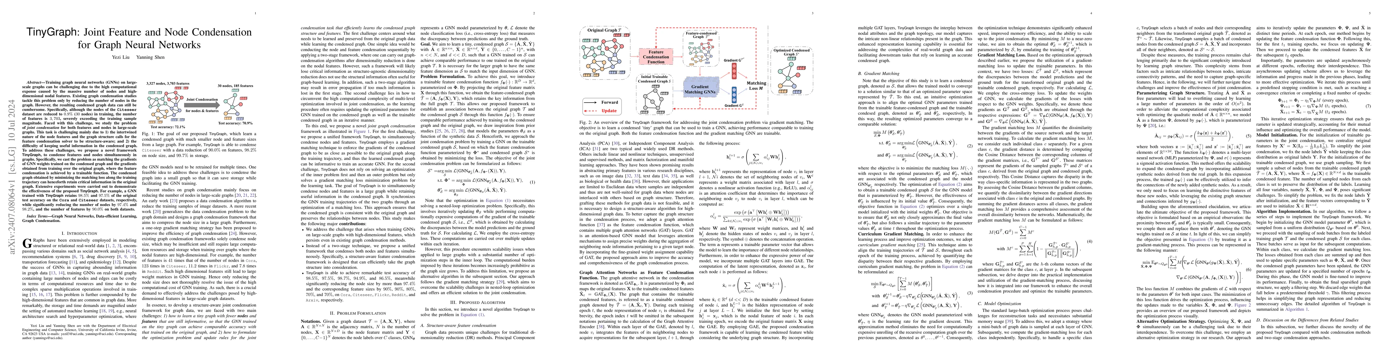 Thumbnail for TinyGraph: Joint Feature and Node Condensation for Graph Neural Networks