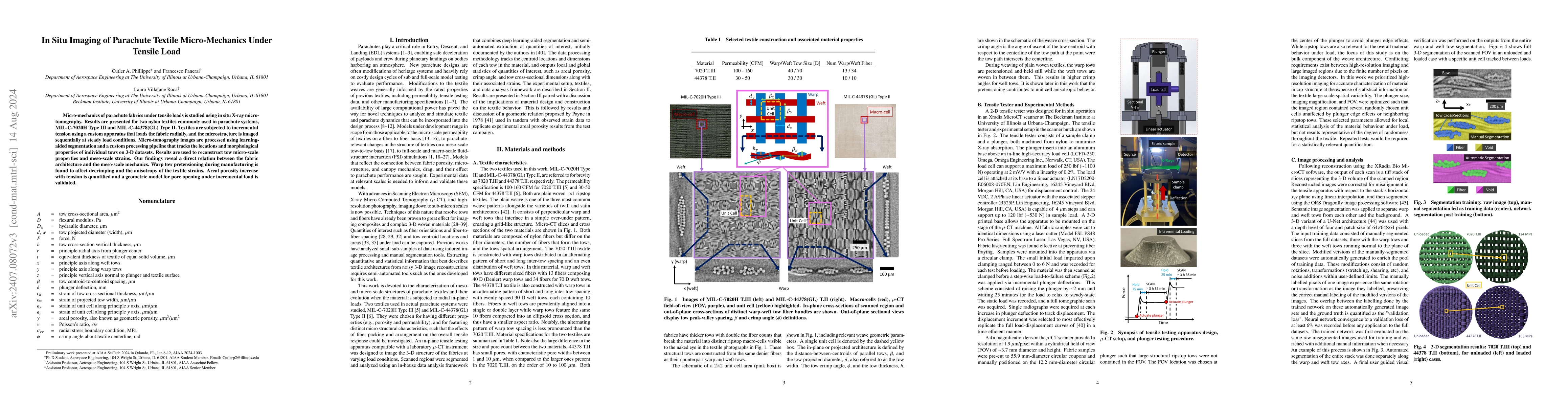 Thumbnail for In Situ Imaging of Parachute Textile Micro-Mechanics Under Tensile Load