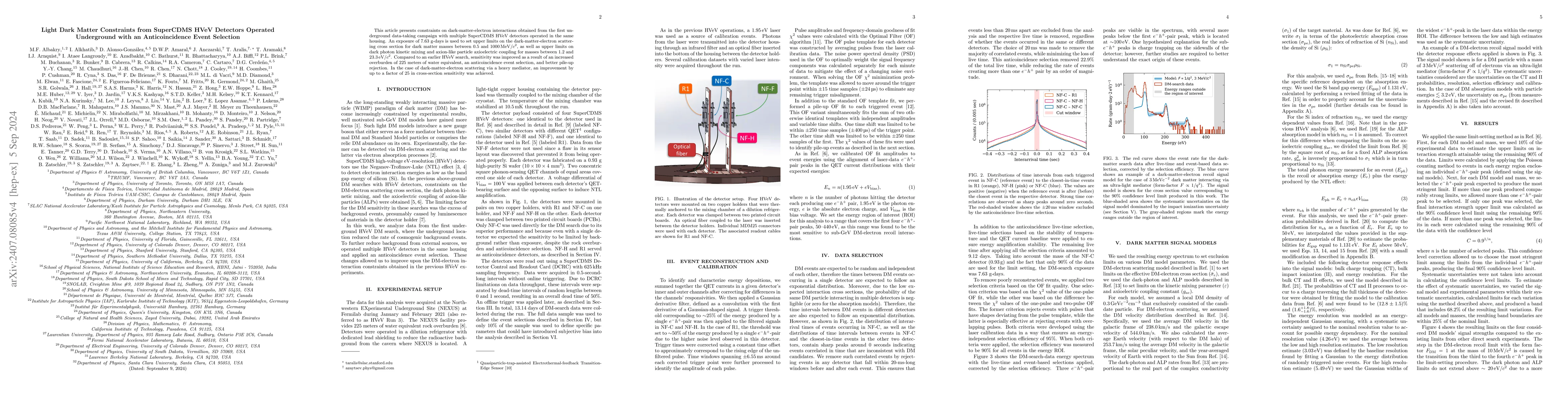 Thumbnail for Light Dark Matter Constraints from SuperCDMS HVeV Detectors Operated
  Underground with an Anticoincidence Event Selection