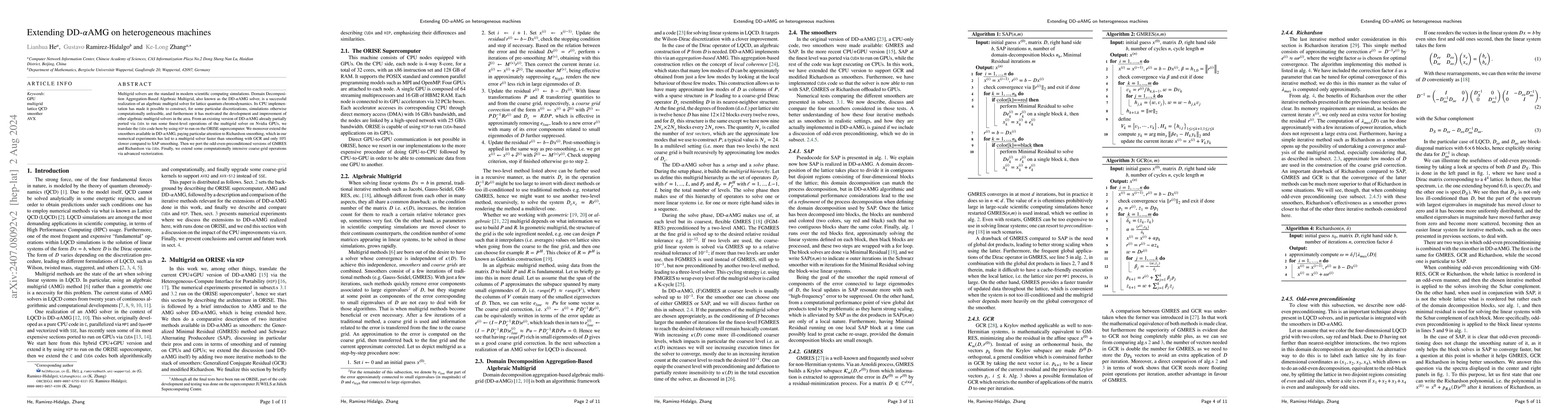 Thumbnail for Extending DD-$α$AMG on heterogeneous machines