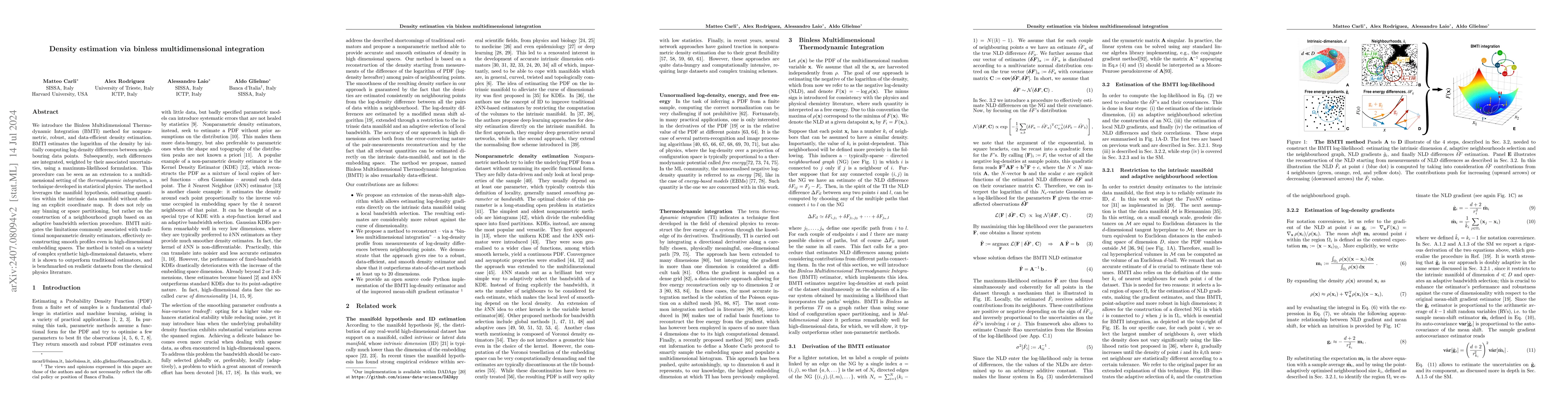 Thumbnail for Density Estimation via Binless Multidimensional Integration
