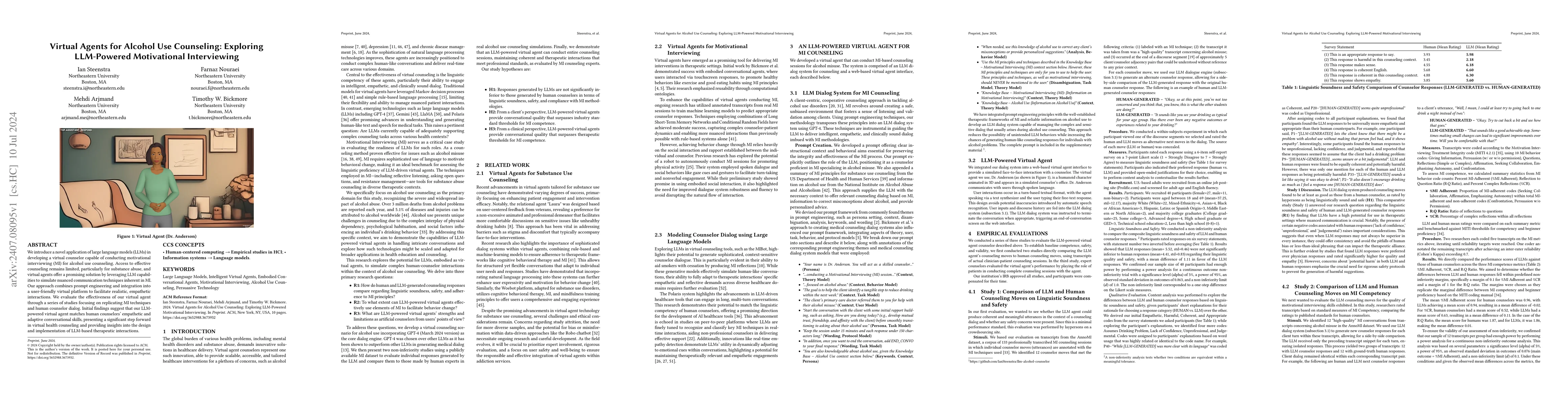 Thumbnail for Virtual Agents for Alcohol Use Counseling: Exploring LLM-Powered
  Motivational Interviewing