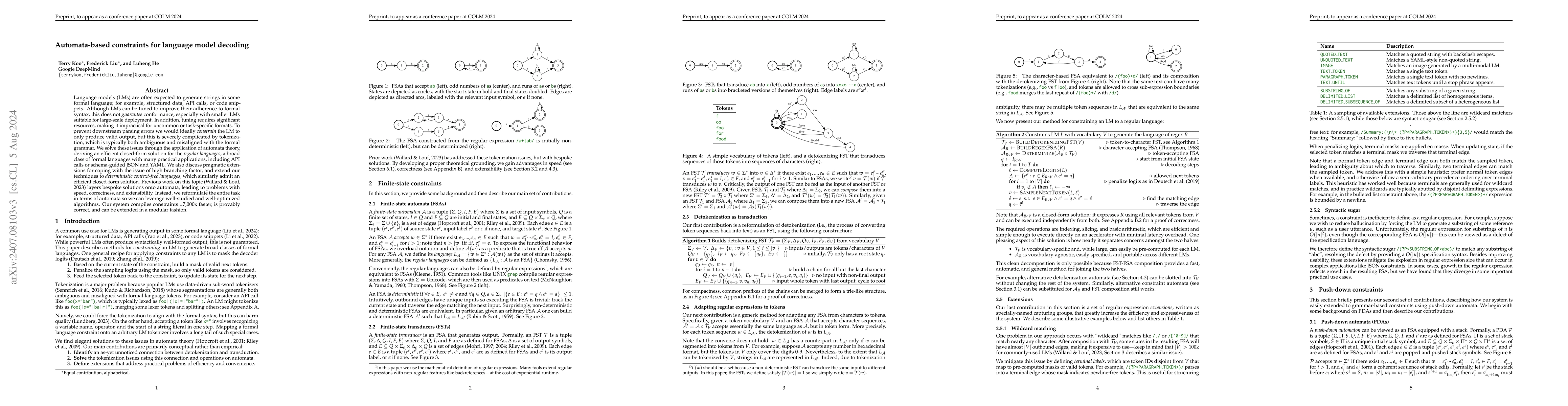 Thumbnail for Automata-based constraints for language model decoding
