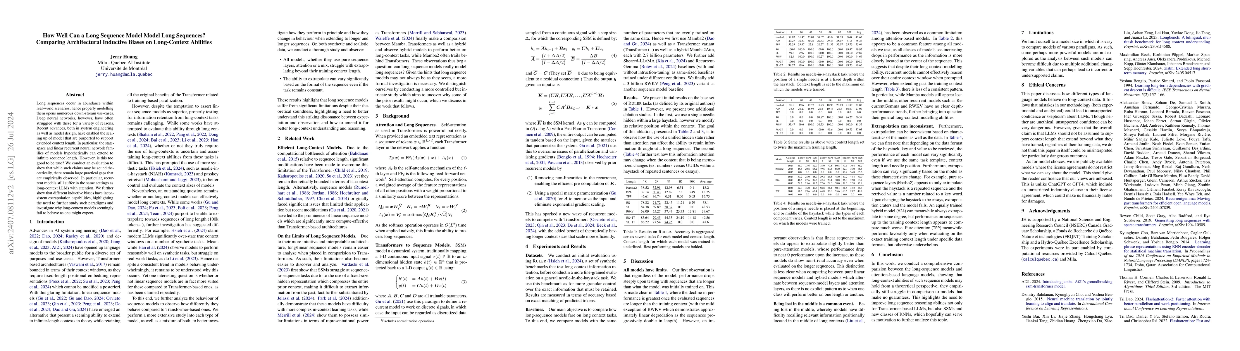 Thumbnail for How Well Can a Long Sequence Model Model Long Sequences? Comparing
  Architechtural Inductive Biases on Long-Context Abilities