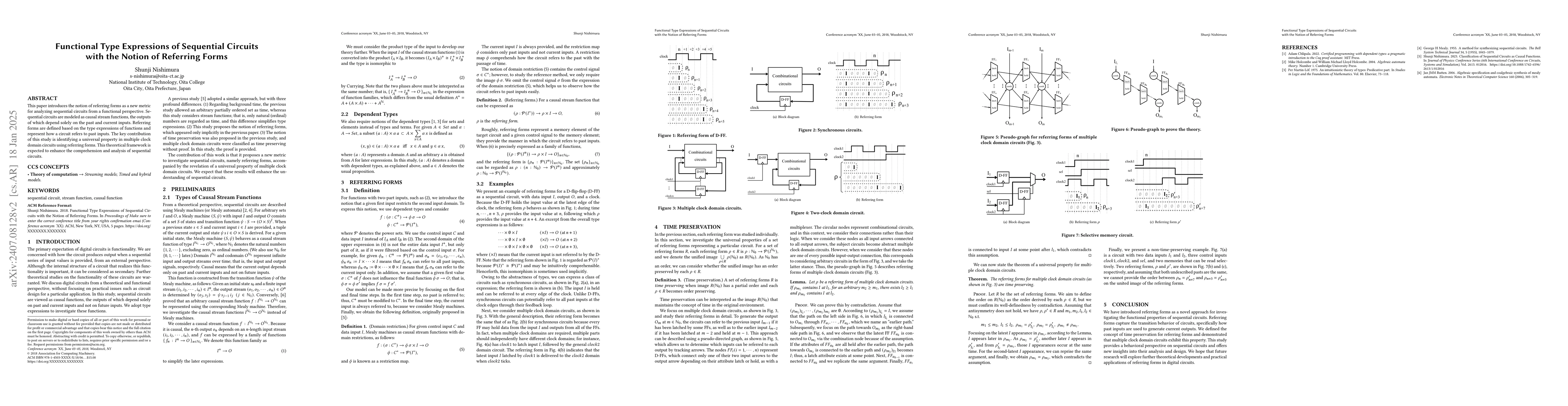 Thumbnail for Functional Type Expressions of Sequential Circuits with the Notion of
  Referring Forms
