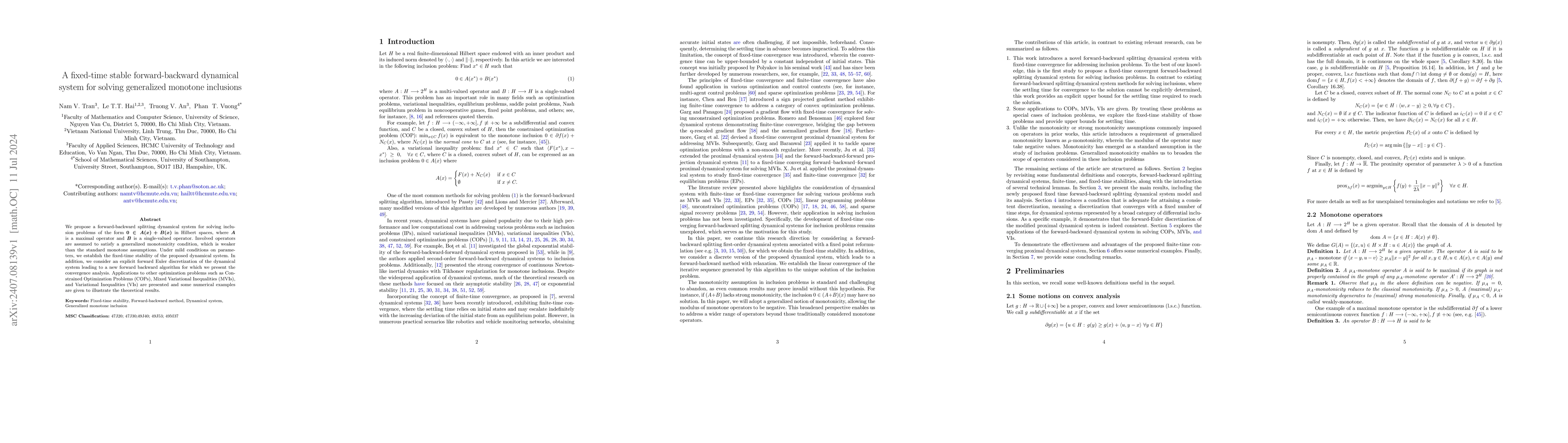 Thumbnail for A fixed-time stable forward-backward dynamical system for solving
  generalized monotone inclusions