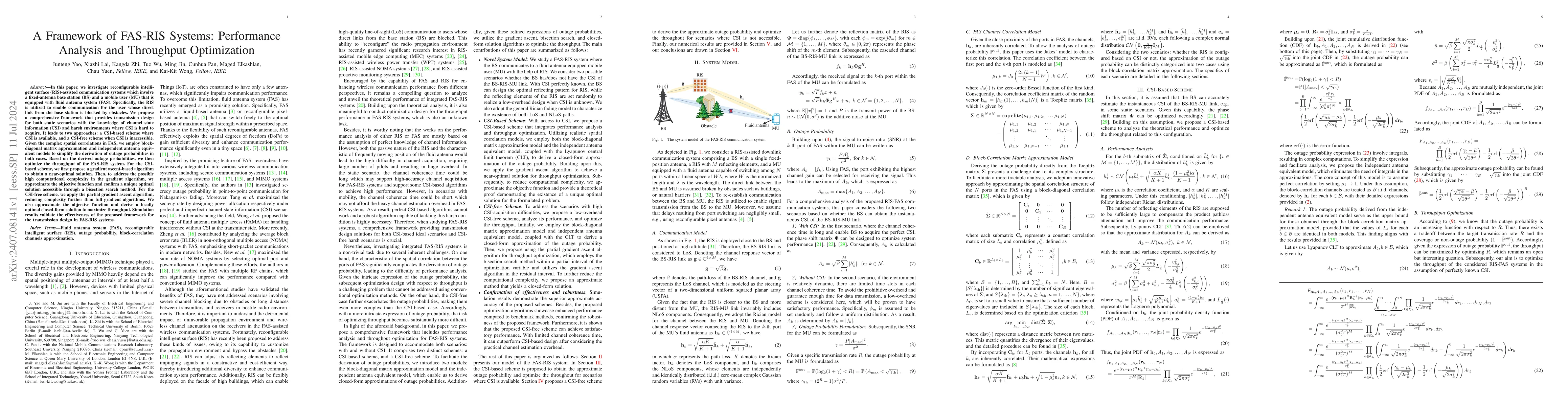 Thumbnail for A Framework of FAS-RIS Systems: Performance Analysis and Throughput
  Optimization