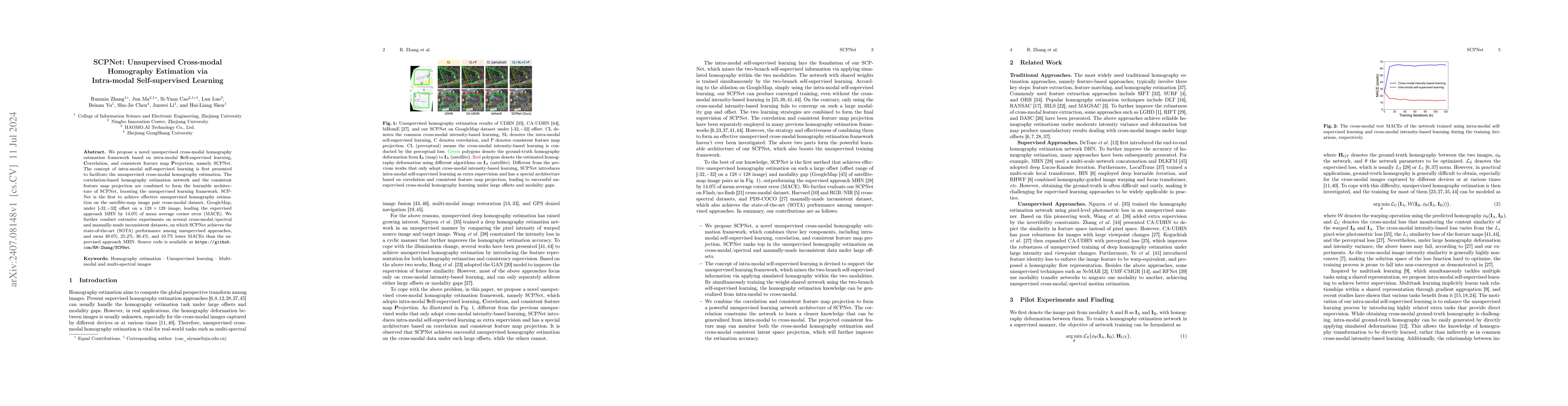 Thumbnail for SCPNet: Unsupervised Cross-modal Homography Estimation via Intra-modal
  Self-supervised Learning