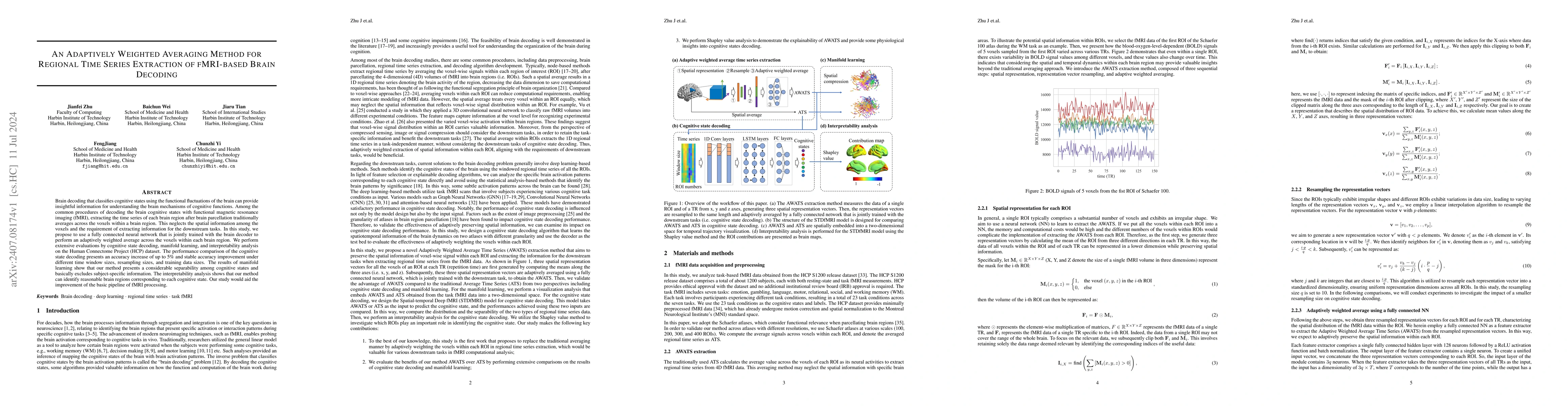 Thumbnail for An Adaptively Weighted Averaging Method for Regional Time Series
  Extraction of fMRI-based Brain Decoding