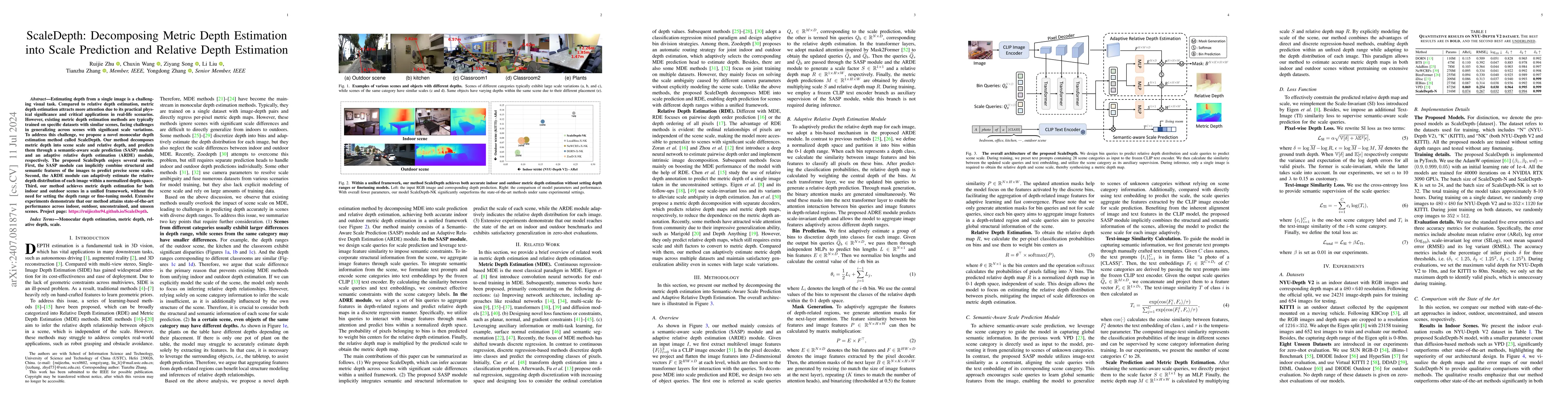 Thumbnail for ScaleDepth: Decomposing Metric Depth Estimation into Scale Prediction
  and Relative Depth Estimation