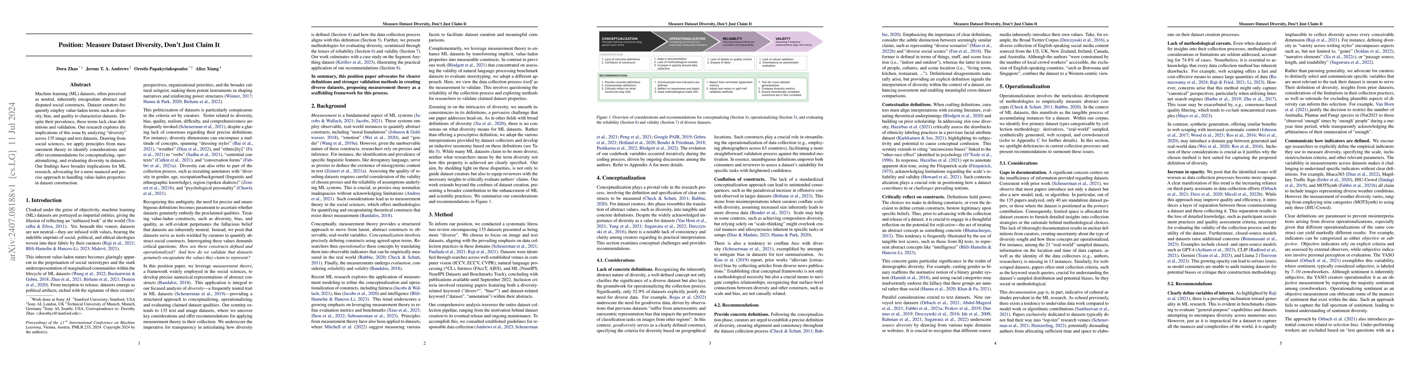 Thumbnail for Position: Measure Dataset Diversity, Don't Just Claim It