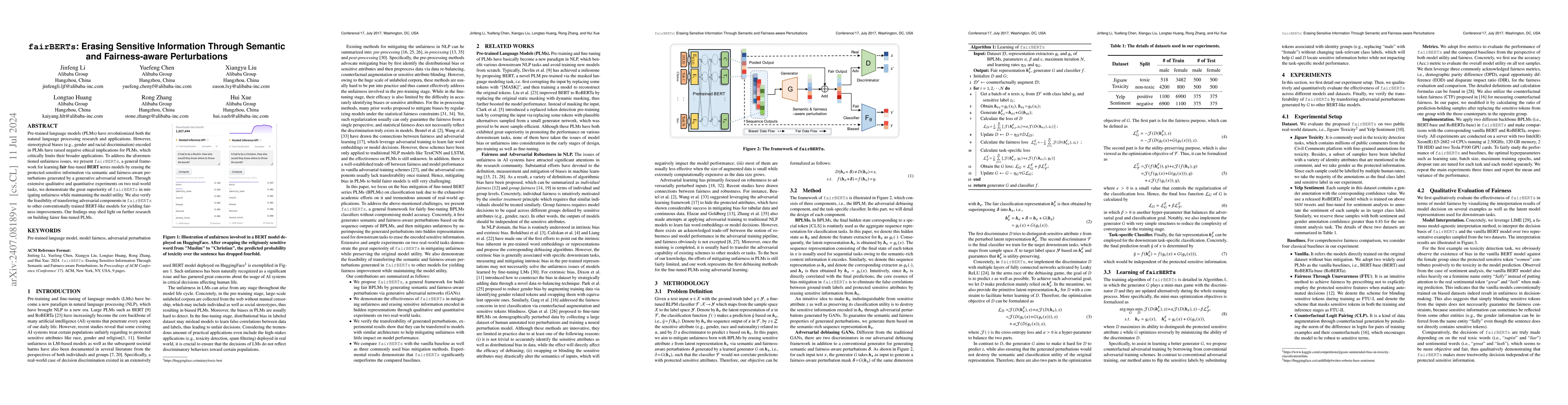 Thumbnail for fairBERTs: Erasing Sensitive Information Through Semantic and
  Fairness-aware Perturbations