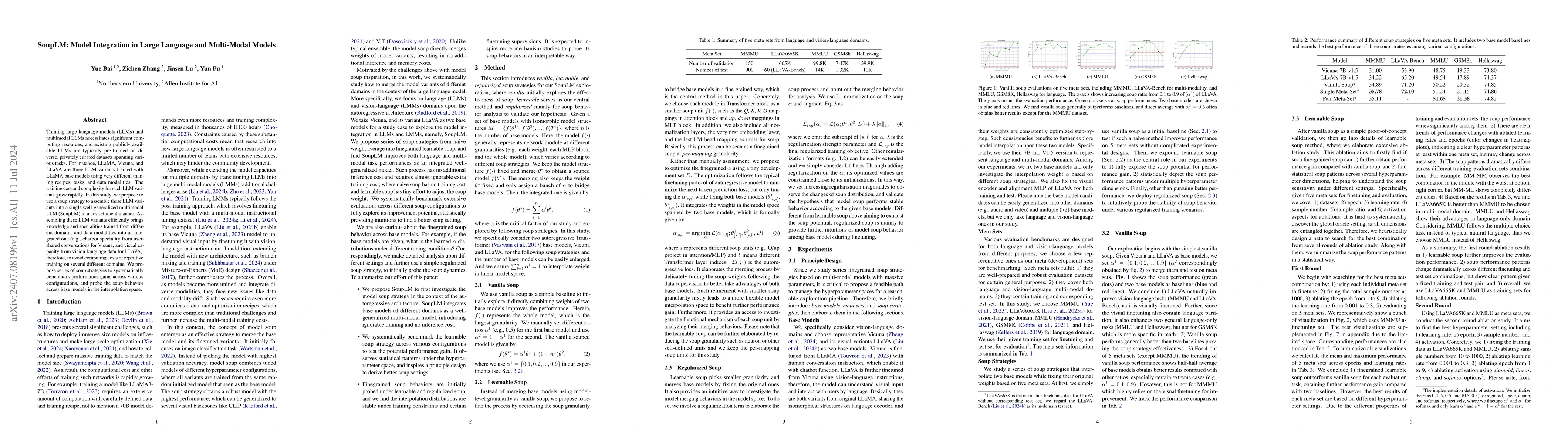 Thumbnail for SoupLM: Model Integration in Large Language and Multi-Modal Models