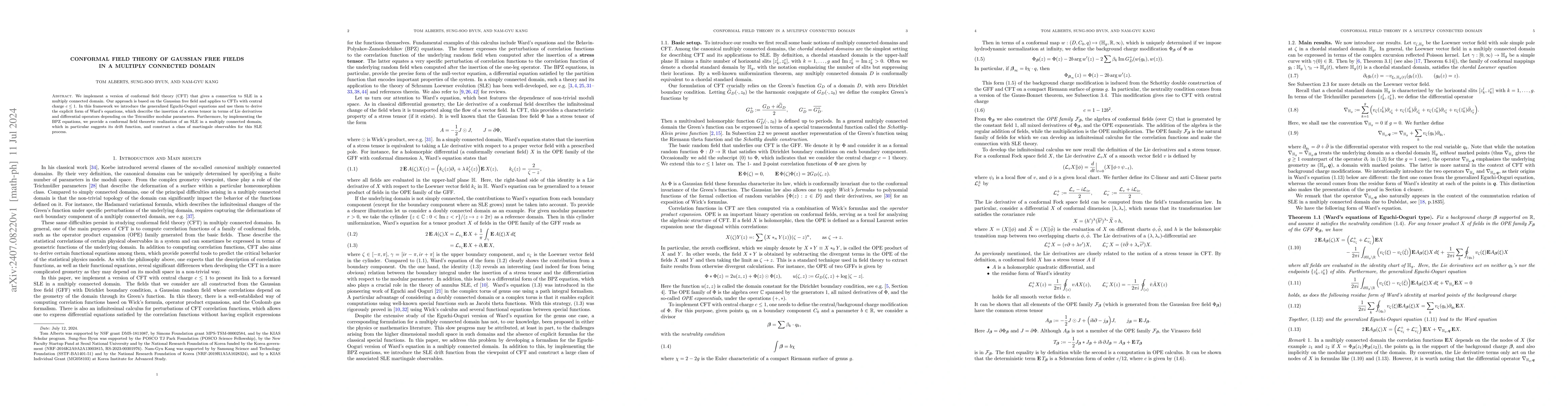Thumbnail for Conformal field theory of Gaussian free fields in a multiply connected
  domain