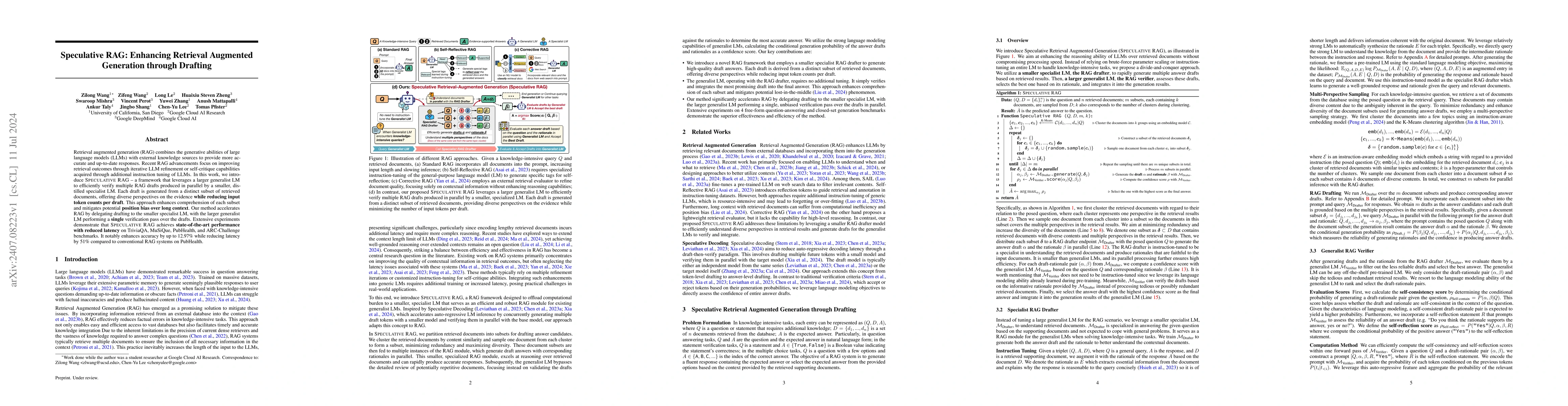 Thumbnail for Speculative RAG: Enhancing Retrieval Augmented Generation through
  Drafting