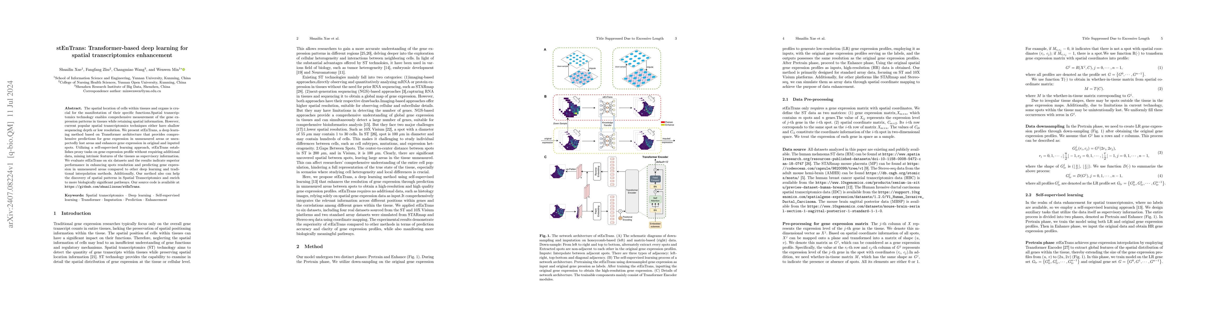 Thumbnail for stEnTrans: Transformer-based deep learning for spatial transcriptomics
  enhancement