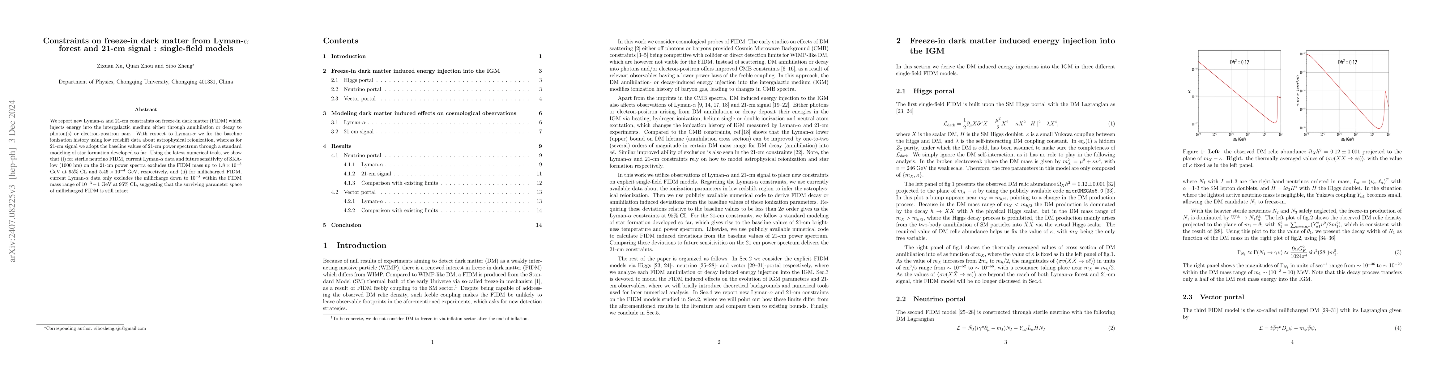 Thumbnail for Constraints on freeze-in dark matter from Lyman-$α$ forest and
  21-cm signal : single-field models