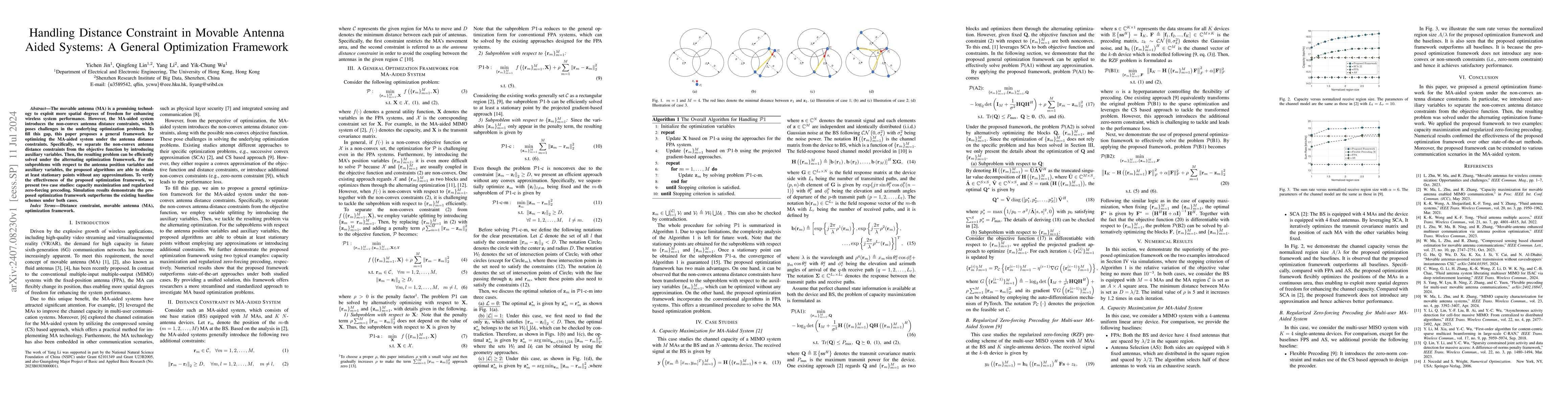 Thumbnail for Handling Distance Constraint in Movable Antenna Aided Systems: A General
  Optimization Framework