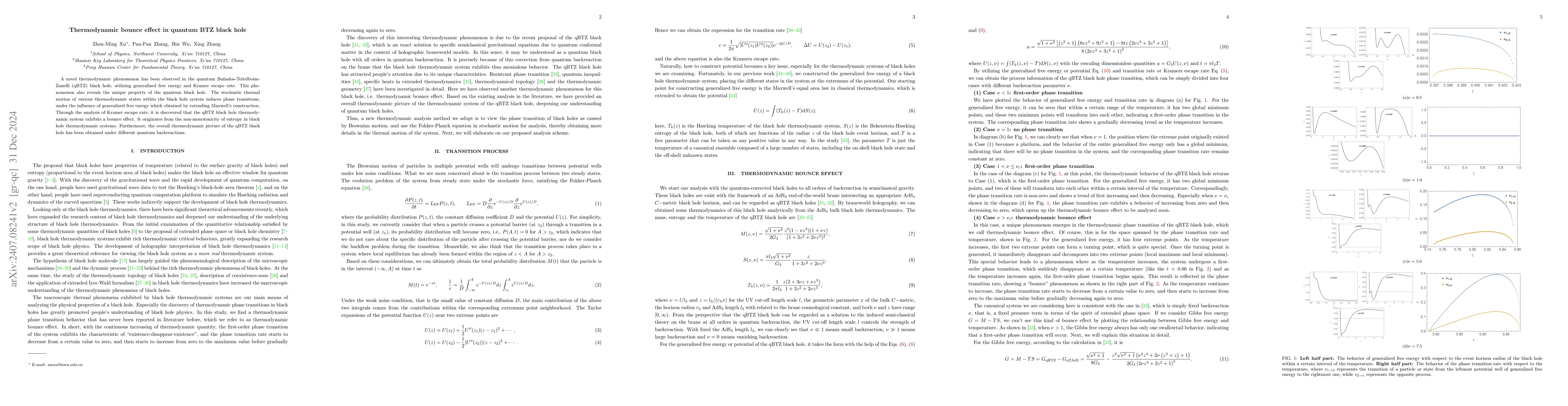 Thumbnail for Thermodynamic bounce effect in quantum BTZ black hole