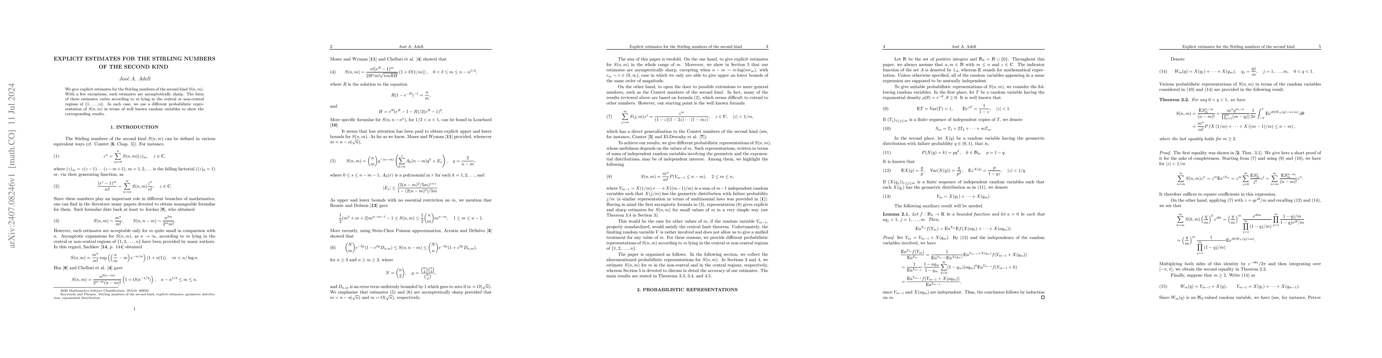 Thumbnail for Explicit estimates for the Stirling numbers of the second kind