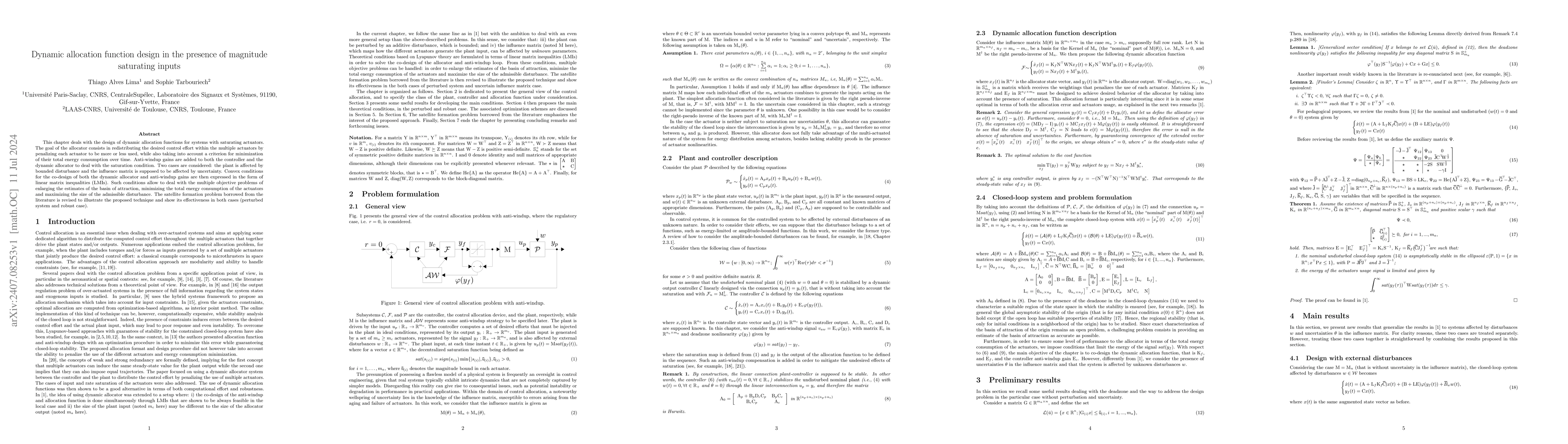 Thumbnail for Dynamic allocation function design in the presence of magnitude
  saturating inputs