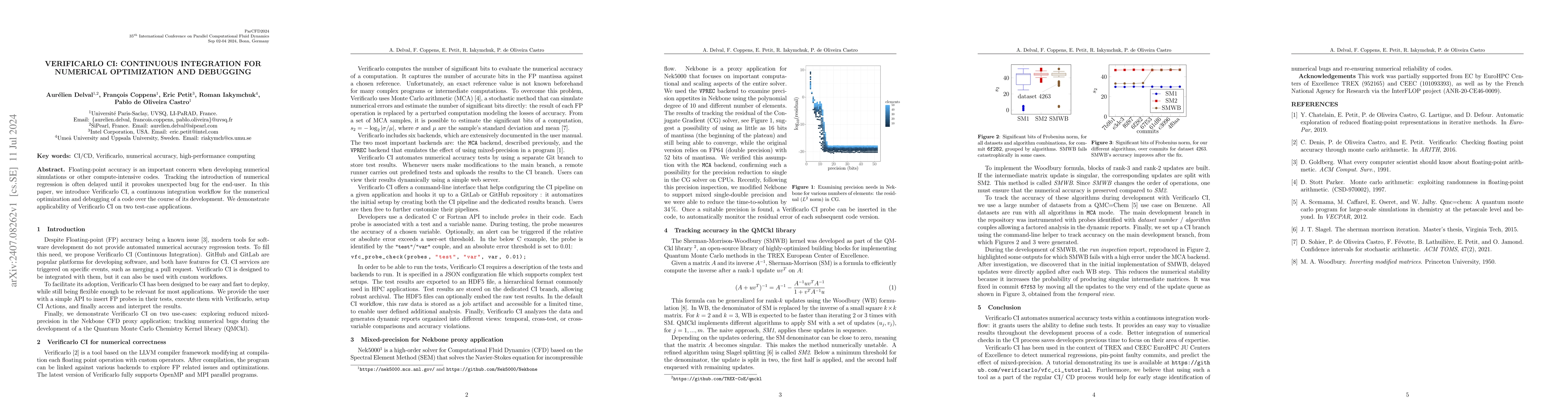 Thumbnail for Verificarlo CI: continuous integration for numerical optimization and
  debugging