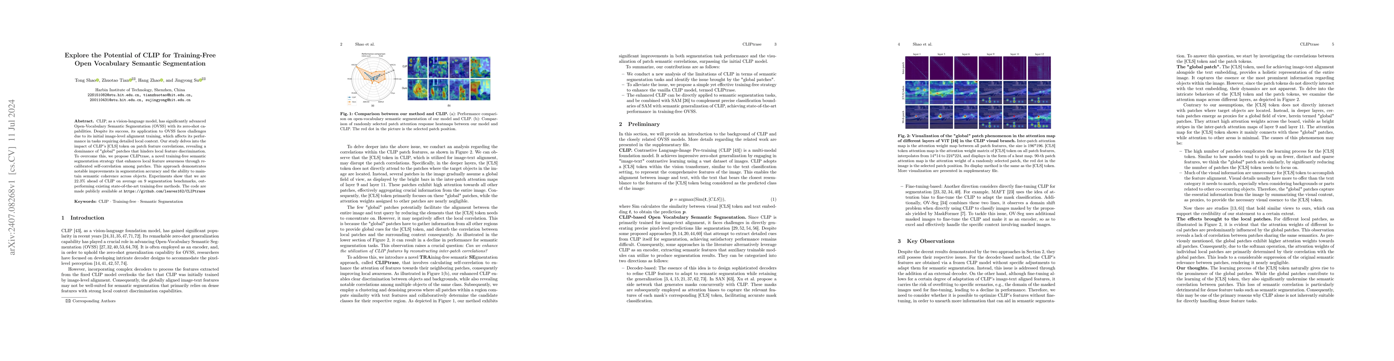 Thumbnail for Explore the Potential of CLIP for Training-Free Open Vocabulary Semantic
  Segmentation