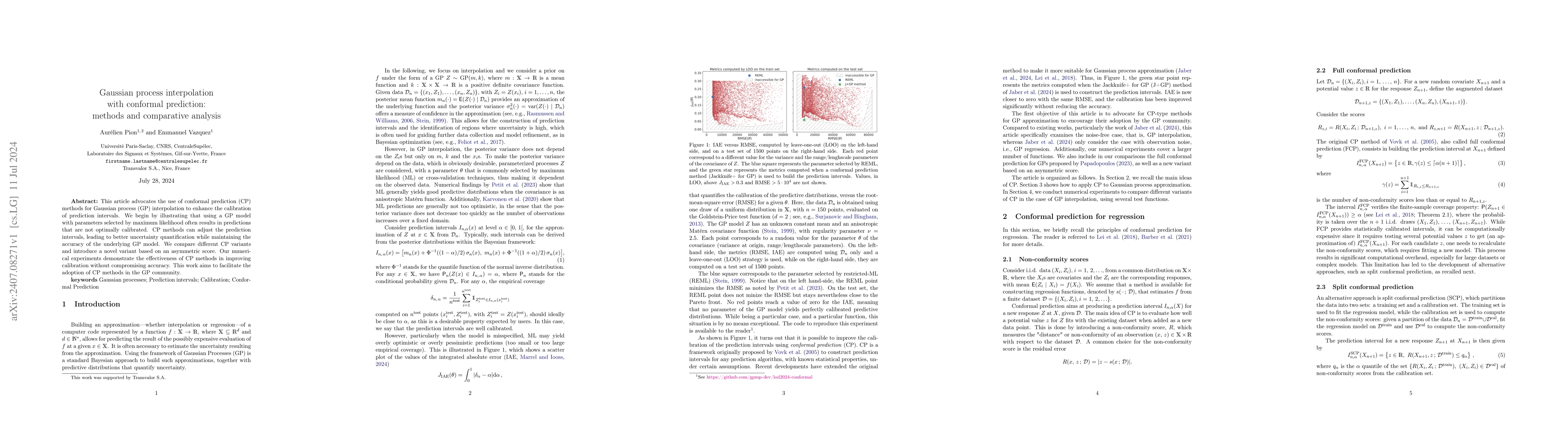 Thumbnail for Gaussian process interpolation with conformal prediction: methods and
  comparative analysis