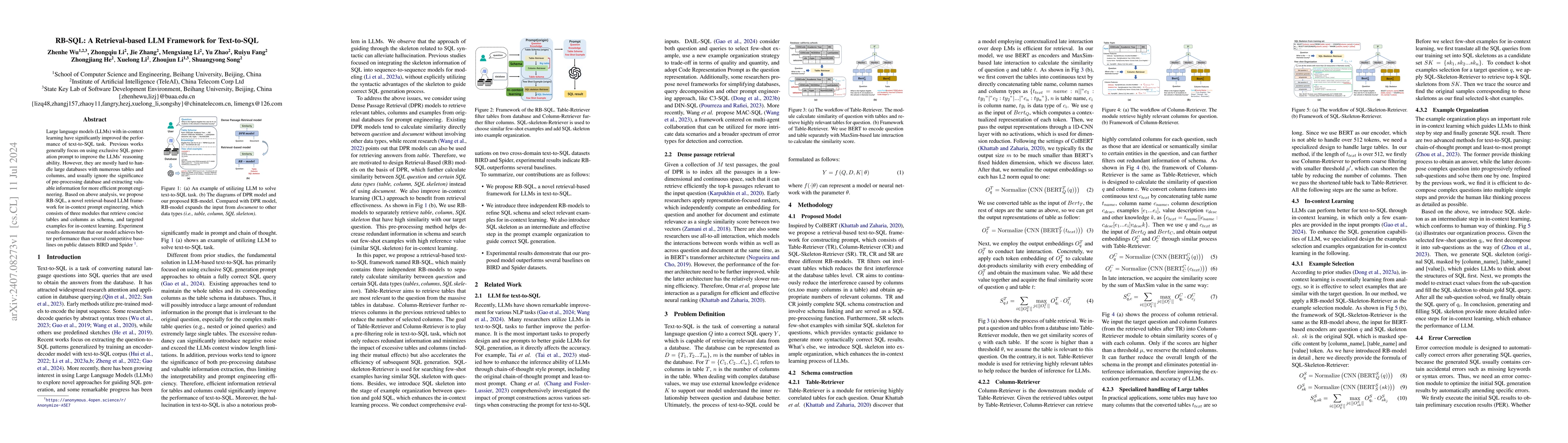 Thumbnail for RB-SQL: A Retrieval-based LLM Framework for Text-to-SQL