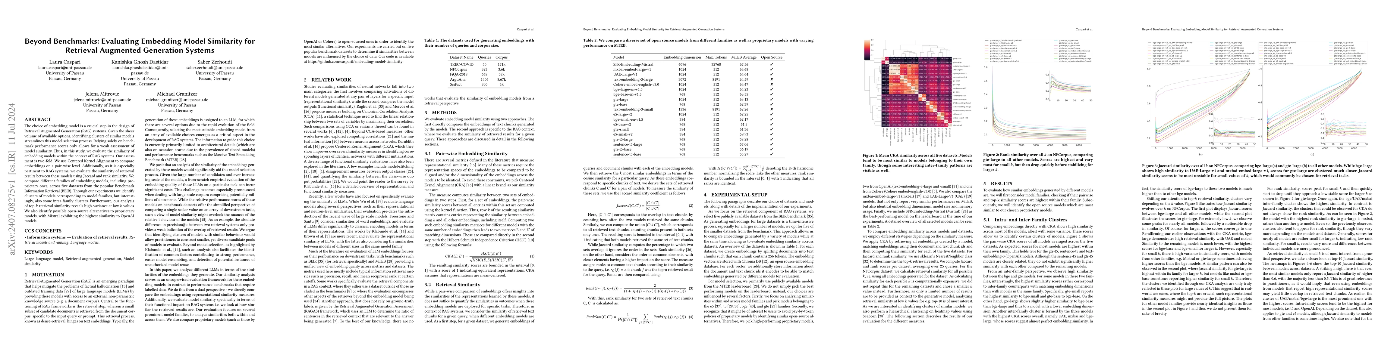 Thumbnail for Beyond Benchmarks: Evaluating Embedding Model Similarity for Retrieval
  Augmented Generation Systems