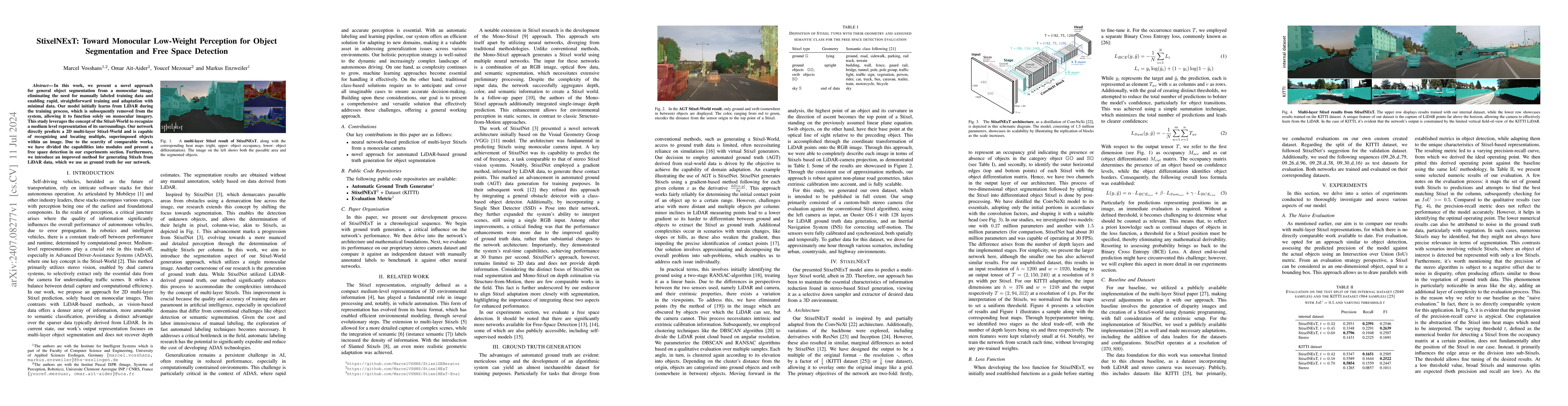 Thumbnail for StixelNExT: Toward Monocular Low-Weight Perception for Object
  Segmentation and Free Space Detection