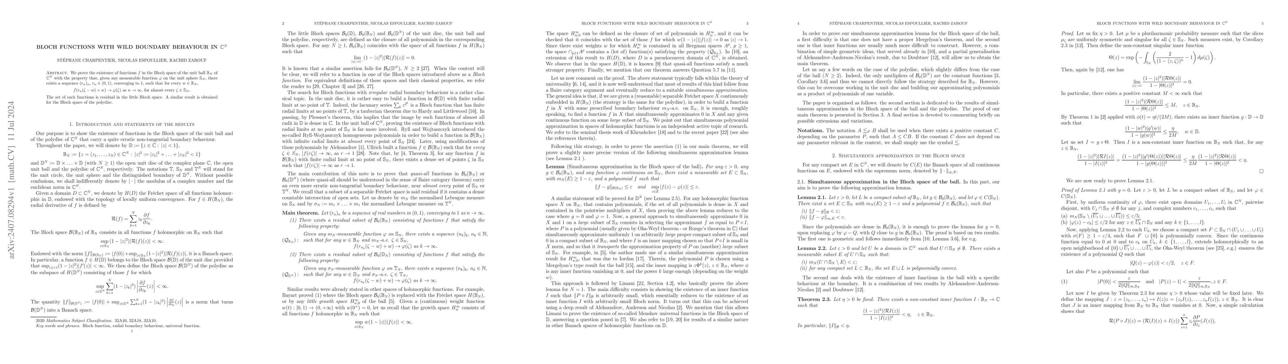 Thumbnail for Bloch functions with wild boundary behaviour in $\mathbb{C}^N$