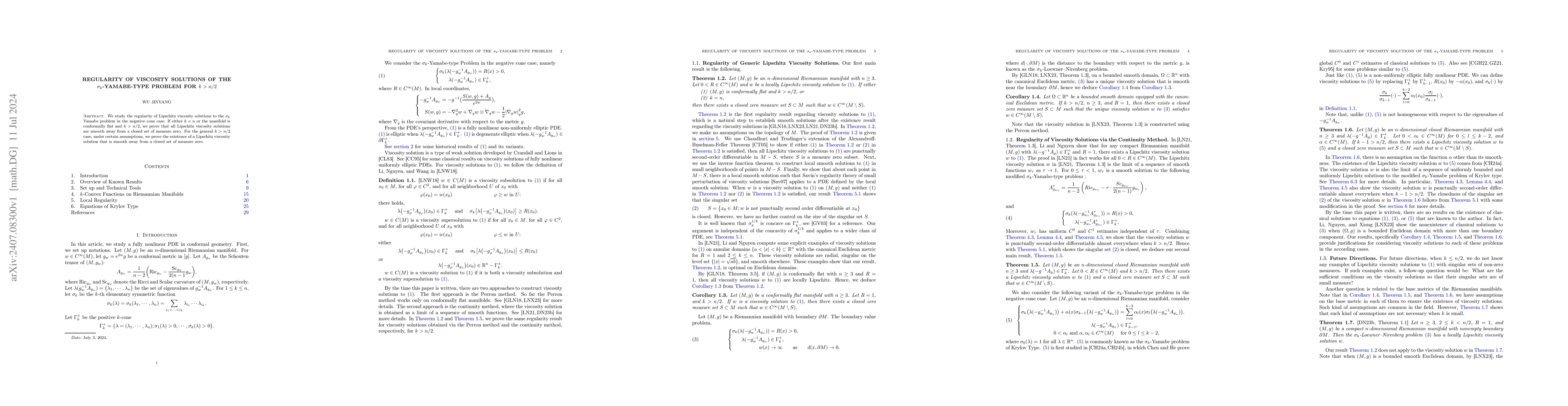 Thumbnail for Regularity of viscosity solutions of the $σ_k$-Yamabe-type Problem
  for $k>n/2$