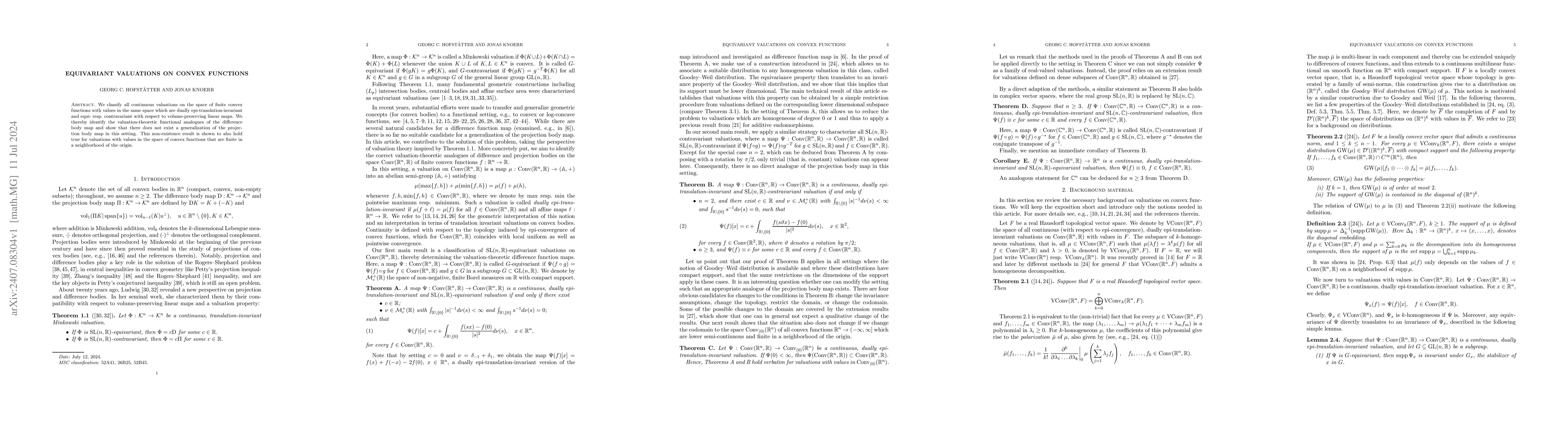 Thumbnail for Equivariant Valuations on Convex Functions
