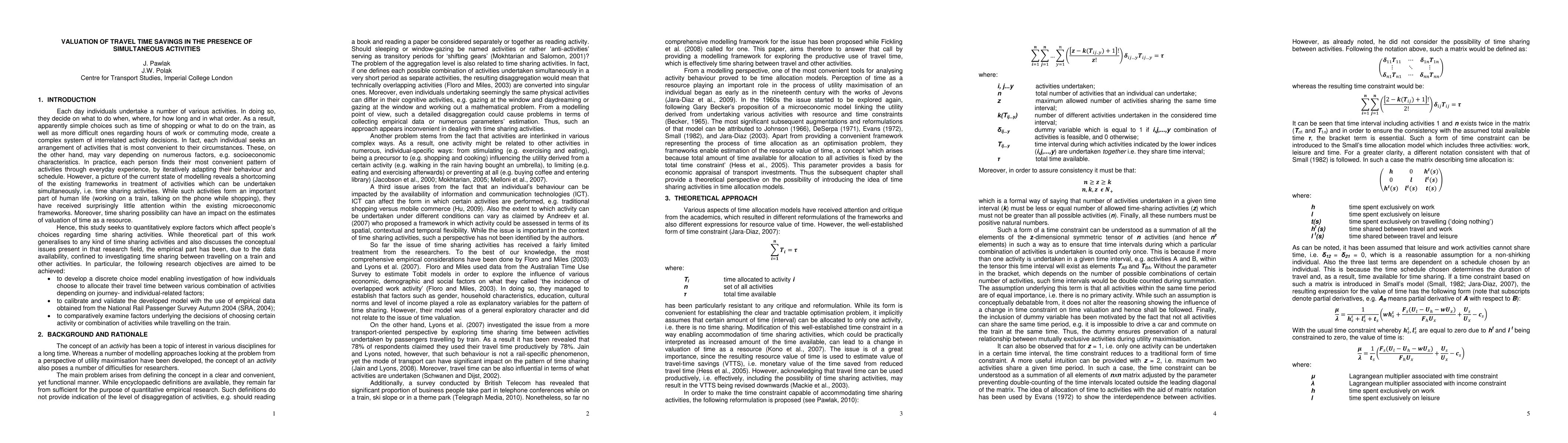 Thumbnail for Valuation of travel time savings in the presence of simultaneous
  activities