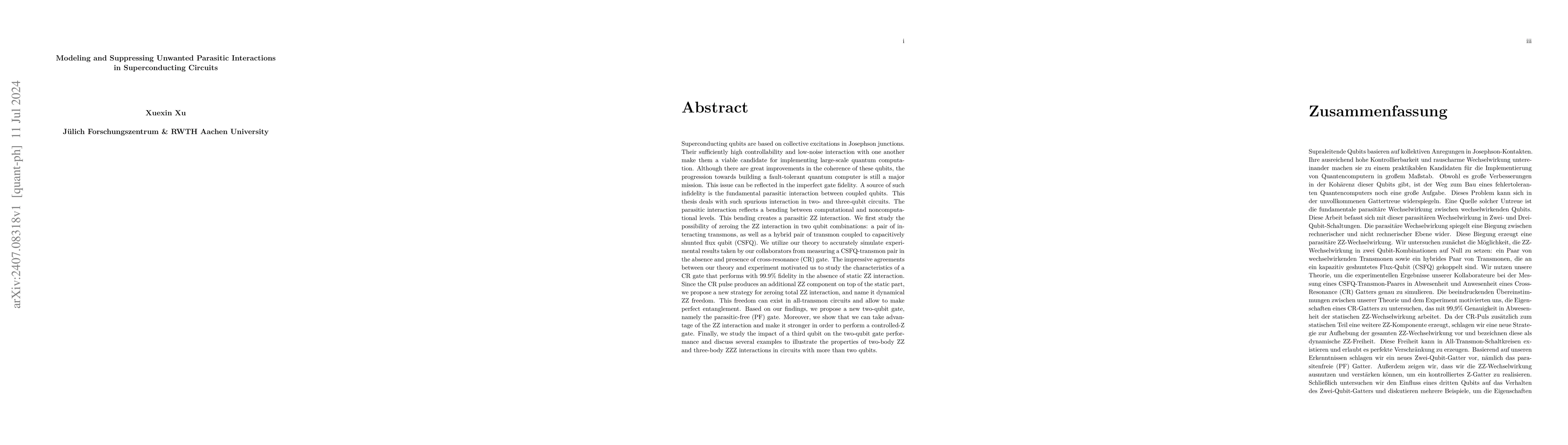 Thumbnail for Modeling and Suppressing Unwanted Parasitic Interactions in
  Superconducting Circuits