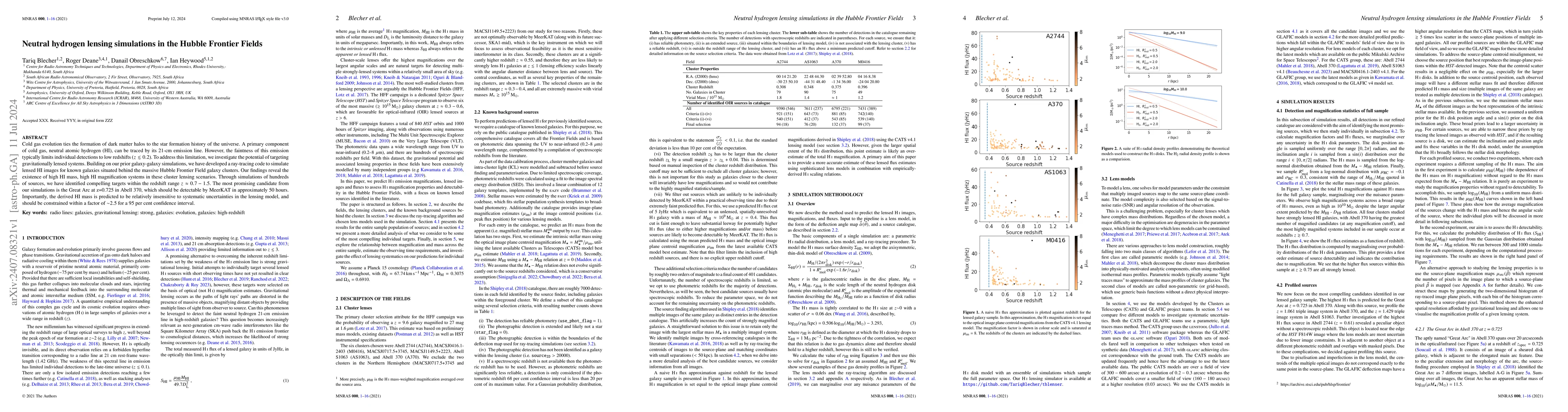Thumbnail for Neutral hydrogen lensing simulations in the Hubble Frontier Fields